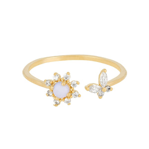 Sakura Butterfly Gold-plated Adjustable Rings-Enchanted peach