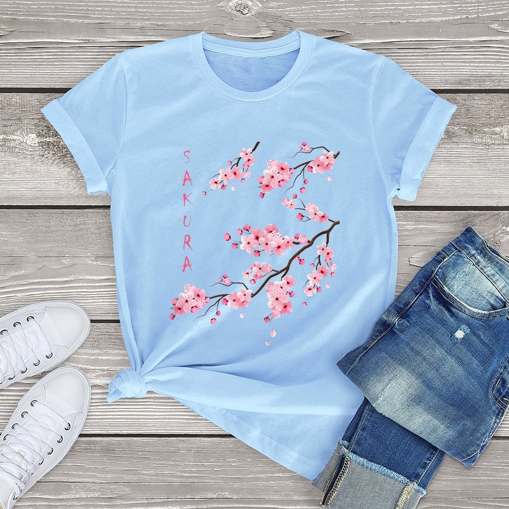 Sakura Cherry Blossom Tee-Enchanted peach