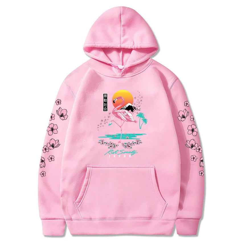 Sakura Flamingo Sunset Unisex Hoodie-Enchanted peach