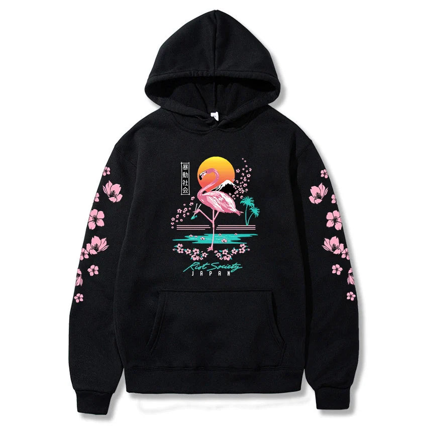 Sakura Flamingo Sunset Unisex Hoodie-Enchanted peach