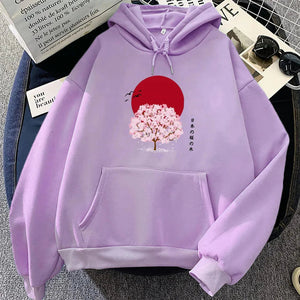 Sakura Tree Blood Red Moon Unisex Hoodie-Enchanted peach