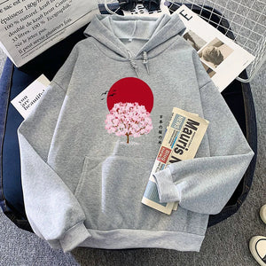 Sakura Tree Blood Red Moon Unisex Hoodie-Enchanted peach