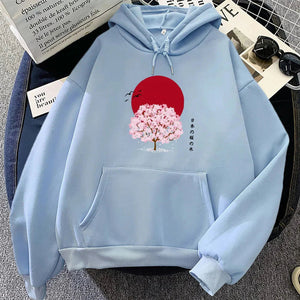 Sakura Tree Blood Red Moon Unisex Hoodie-Enchanted peach