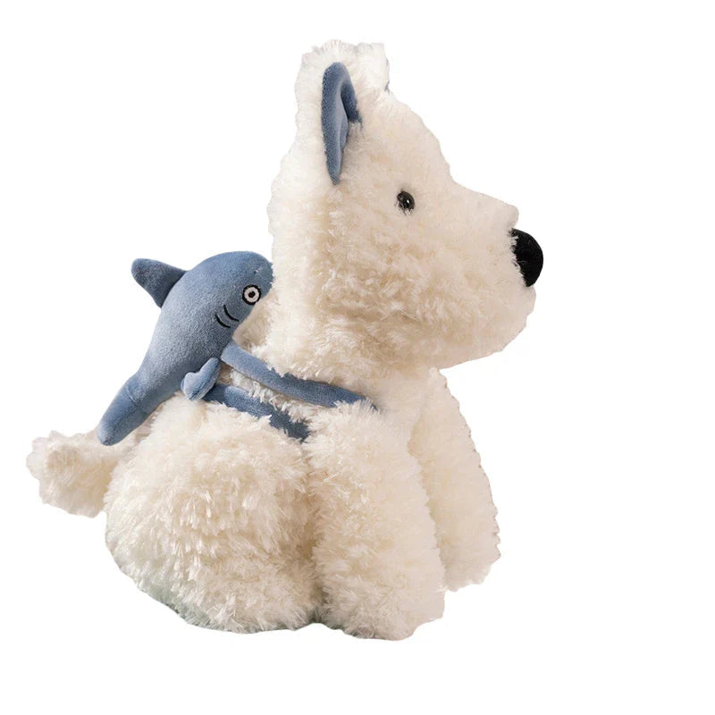 Schnauzer Dog With Shark Bag Plush-Enchanted peach