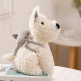 Schnauzer Dog With Shark Bag Plush-Enchanted peach