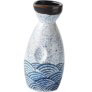 Seigaiha Sea Blue Japanese Ceramic Sake Set-Enchanted peach