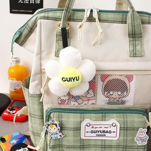 Set of 5 Kawaii Plaid Backpack Bag Collection-Enchanted peach