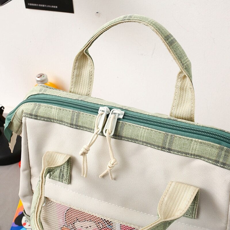 Set of 5 Kawaii Plaid Backpack Bag Collection-Enchanted peach