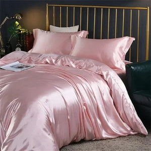 Shades of Pink Mulberry Silk Bedding Set-Enchanted peach