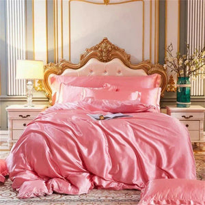 Shades of Pink Mulberry Silk Bedding Set-Enchanted peach