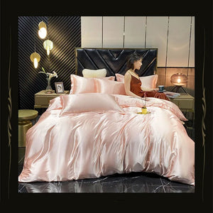 Shades of Pink Mulberry Silk Bedding Set-Enchanted peach