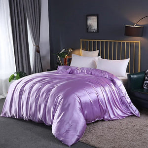 Shades of Purple Mulberry Silk Bedding Set-Enchanted peach