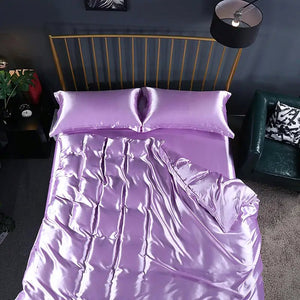 Shades of Purple Mulberry Silk Bedding Set-Enchanted peach