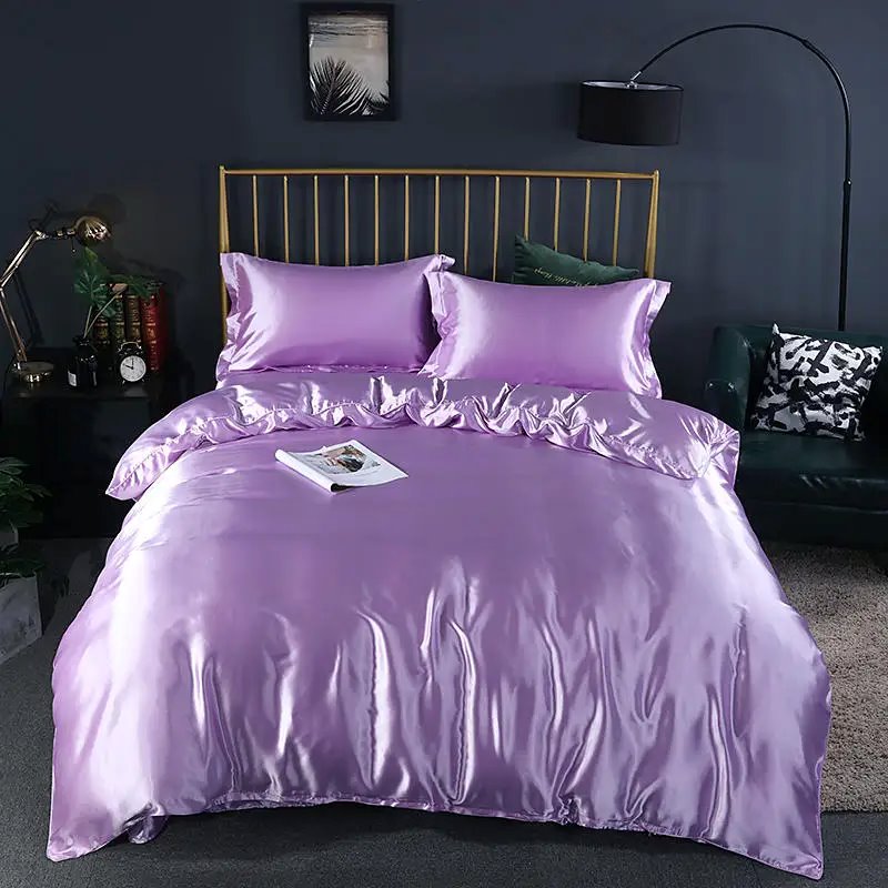 Shades of Purple Mulberry Silk Bedding Set-Enchanted peach