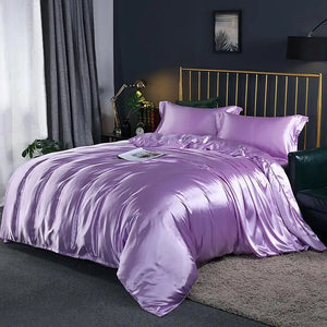 Shades of Purple Mulberry Silk Bedding Set-Enchanted peach