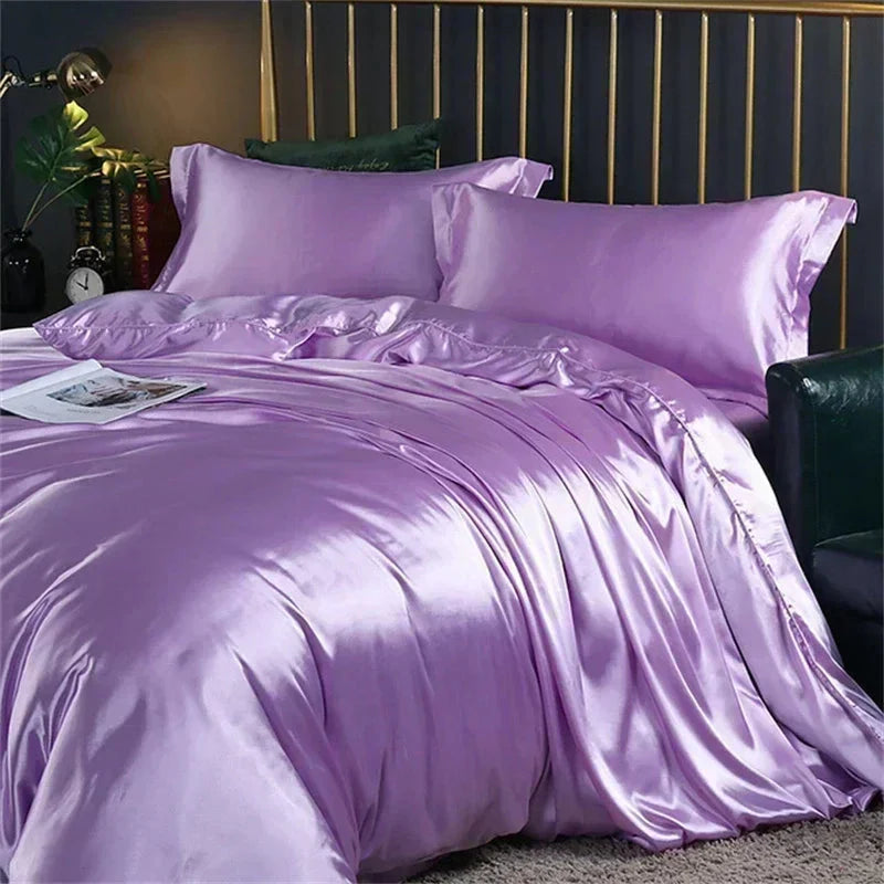 Shades of Purple Mulberry Silk Bedding Set-Enchanted peach