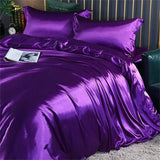 Shades of Purple Mulberry Silk Bedding Set-Enchanted peach