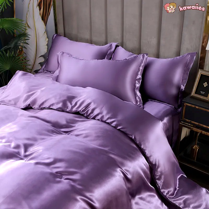 Shades of Purple Mulberry Silk Bedding Set-Enchanted peach