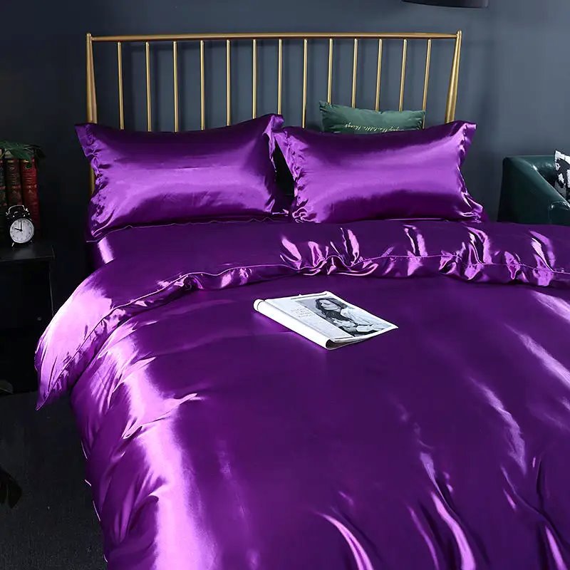 Shades of Purple Mulberry Silk Bedding Set-Enchanted peach