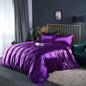 Shades of Purple Mulberry Silk Bedding Set-Enchanted peach