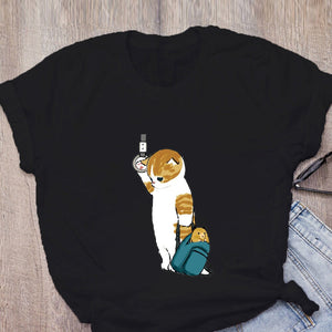 Shark Cat and Buddies Tee-Enchanted peach