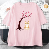 Shiba Inu Sakura Tree Unisex Cotton Tee-Enchanted peach