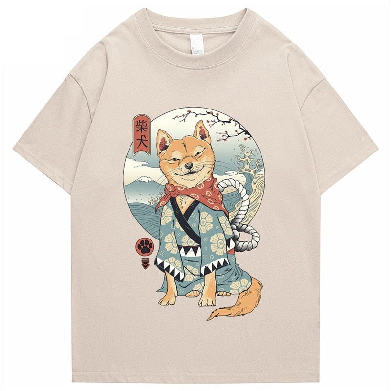 Shiba Inu in Kimono Tee-Enchanted peach