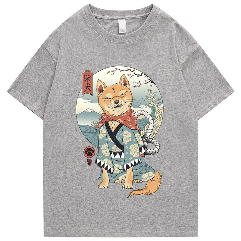 Shiba Inu in Kimono Tee-Enchanted peach