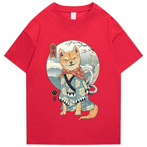 Shiba Inu in Kimono Tee-Enchanted peach