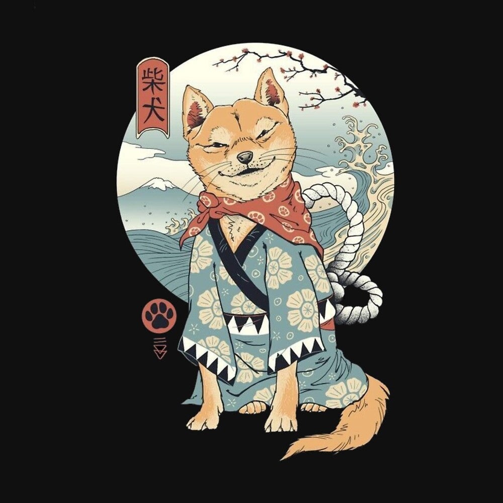 Shiba Inu in Kimono Tee-Enchanted peach