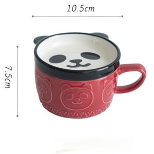 Shiba and Panda Mug with Coaster-Enchanted peach