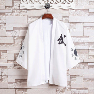 Silver Crane and Martial Art Wu Men Kimono-Enchanted peach