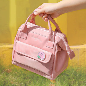 Simple Pink Blue Green Waterproof Lunch Bag-Enchanted peach