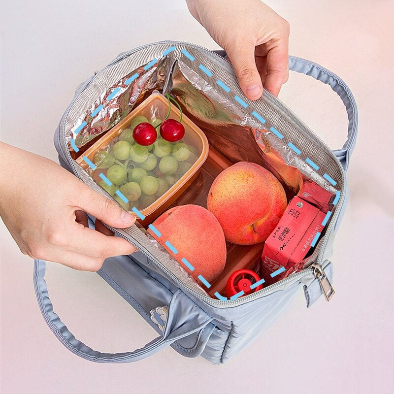 Simple Pink Blue Green Waterproof Lunch Bag-Enchanted peach