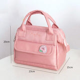 Simple Pink Blue Green Waterproof Lunch Bag-Enchanted peach