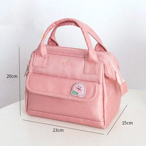 Simple Pink Blue Green Waterproof Lunch Bag-Enchanted peach