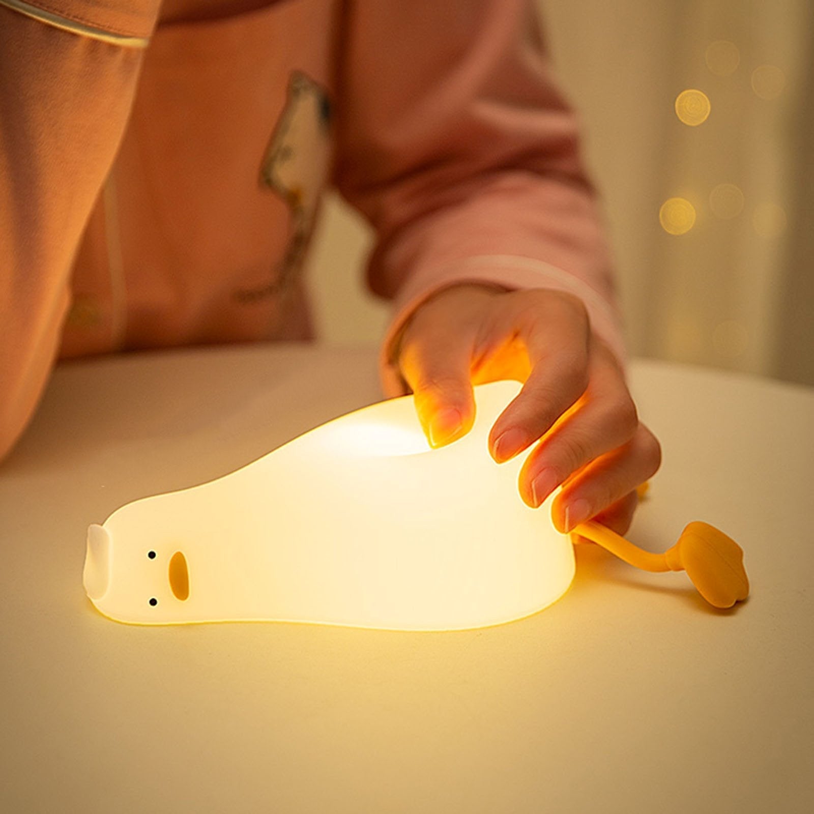 Sleeping Duck LED Night Light-Enchanted peach