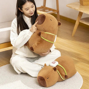 Sleepy Capybara with Mahjong Backpack Plushie-Enchanted peach