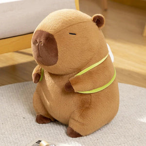 Sleepy Capybara with Mahjong Backpack Plushie-Enchanted peach