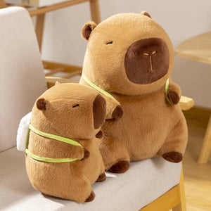 Sleepy Capybara with Mahjong Backpack Plushie-Enchanted peach