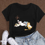 Sleepy Cats Short Sleeve Women's Tee-Enchanted peach