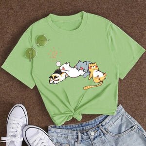 Sleepy Cats Short Sleeve Women's Tee-Enchanted peach