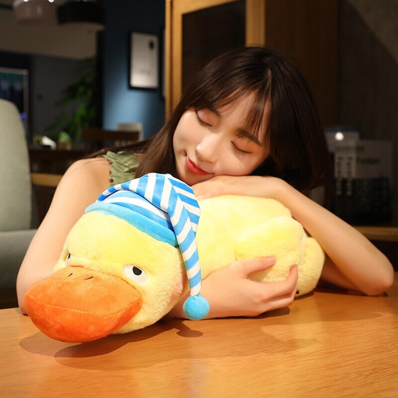 Sleepy Fluffy Duck Plushie-Enchanted peach