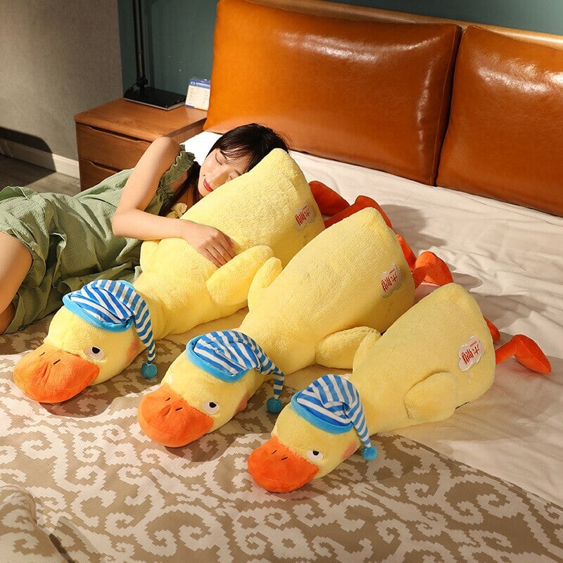 Sleepy Fluffy Duck Plushie-Enchanted peach