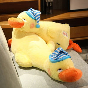 Sleepy Fluffy Duck Plushie-Enchanted peach