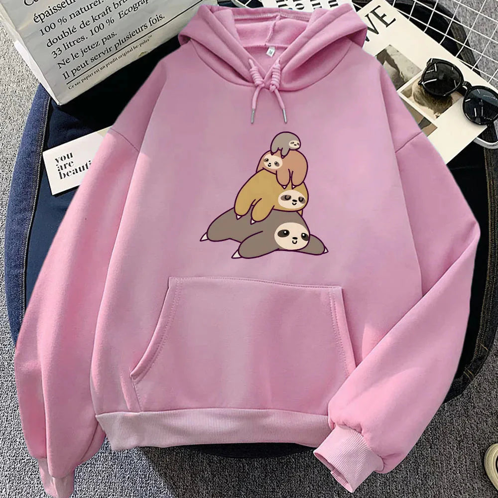 Sleepy Sloth Family Unisex Hoodie-Enchanted peach