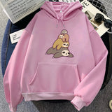 Sleepy Sloth Family Unisex Hoodie-Enchanted peach