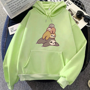 Sleepy Sloth Family Unisex Hoodie-Enchanted peach