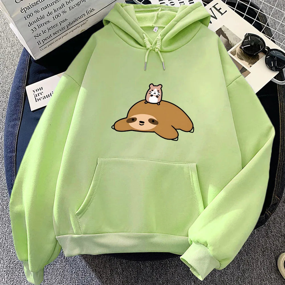 Sloth & Hamster Besties Unisex Hoodie-Enchanted peach