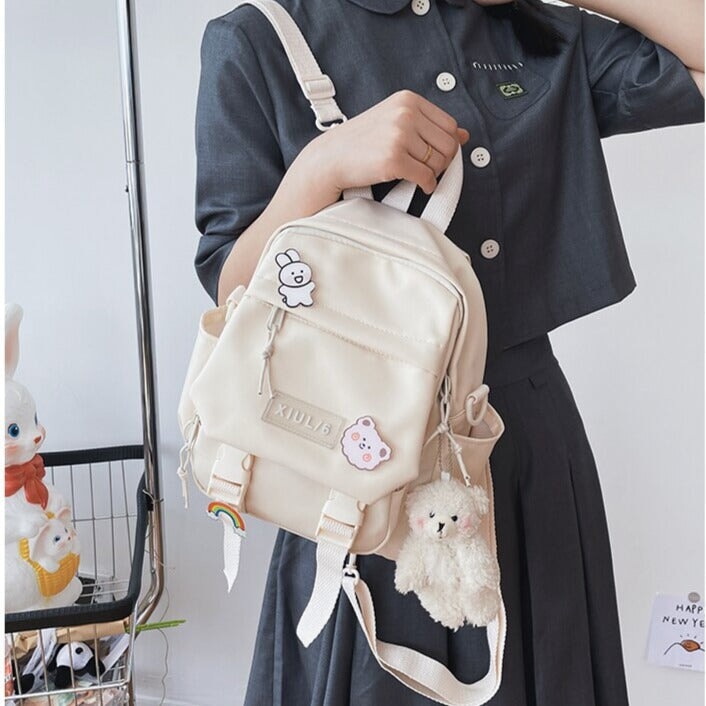 Small Cute Bear Friend Backpack & Sidebag-Enchanted peach